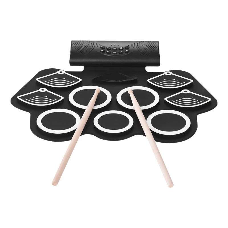 Hand roll electronic drum 9 drums with built-in lithium battery, with speaker to play DTX silicone drum set
Hand roll electronic drum 9 drums with built-in lithium battery, with speaker to play DTX silicone drum set