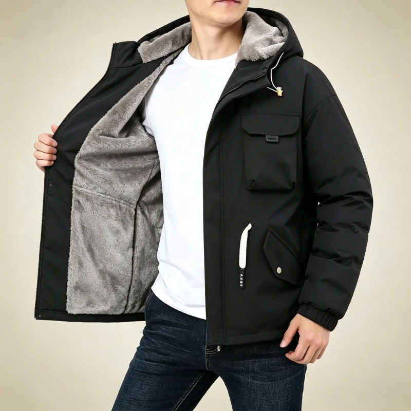 Plush Thick Warm Fleece Jacket for Men Autumn Winter Fashion Fleece Lined Hooded Parkas Man Casual Loose Sport Windproof Coats
Plush Thick Warm Fleece Jacket for Men Autumn Winter Fashion Fleece Lined Hooded Parkas Man Casual Loose Sport Windproof Coats