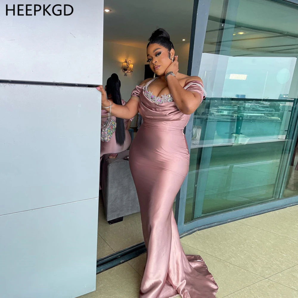 Stunning Dusty Rose Plus Size Evening Dress Chic Crystals Off The Shoulder Mermaid Satin Formal Gowns For Wedding Customized
Stunning Dusty Rose Plus Size Evening Dress Chic Crystals Off The Shoulder Mermaid Satin Formal Gowns For Wedding Customized