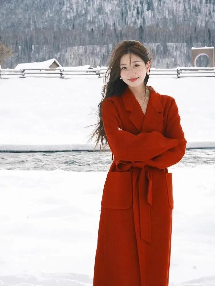Red Woolen Coat Double-Sided Loose Fit Korean Style Commute Fashion Christmas New Year Atmosphere Women's Outerwear Coat
Red Woolen Coat Double-Sided Loose Fit Korean Style Commute Fashion Christmas New Year Atmosphere Women's Outerwear Coat