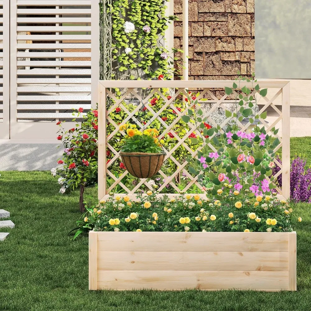 Raised Garden Bed with Trellis, Drainage Hole, Wood Elevated Planter Box for Climbing Vine Flower Herb Vegetable, Customized
Raised Garden Bed with Trellis, Drainage Hole, Wood Elevated Planter Box for Climbing Vine Flower Herb Vegetable, Customized