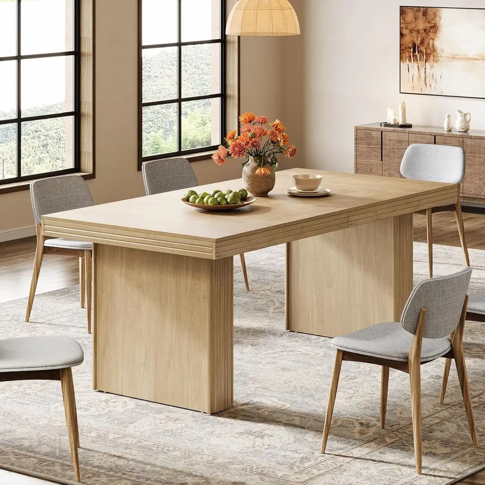 63 Inches armhouse Dining Table or 6, ern Kitchen Table with luted Line or Dining Room, Living Room, Natural
63 Inches armhouse Dining Table or 6, ern Kitchen Table with luted Line or Dining Room, Living Room, Natural