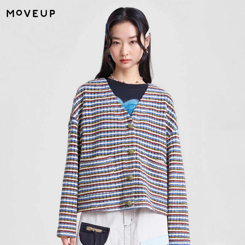 MOVEUP Short Jacket 2026 Spring New V-neck Mushroom Button Colorful Striped Pockets Casual Long Sleeve Women's Jacket 3ELC10705
MOVEUP Short Jacket 2026 Spring New V-neck Mushroom Button Colorful Striped Pockets Casual Long Sleeve Women's Jacket 3ELC10705