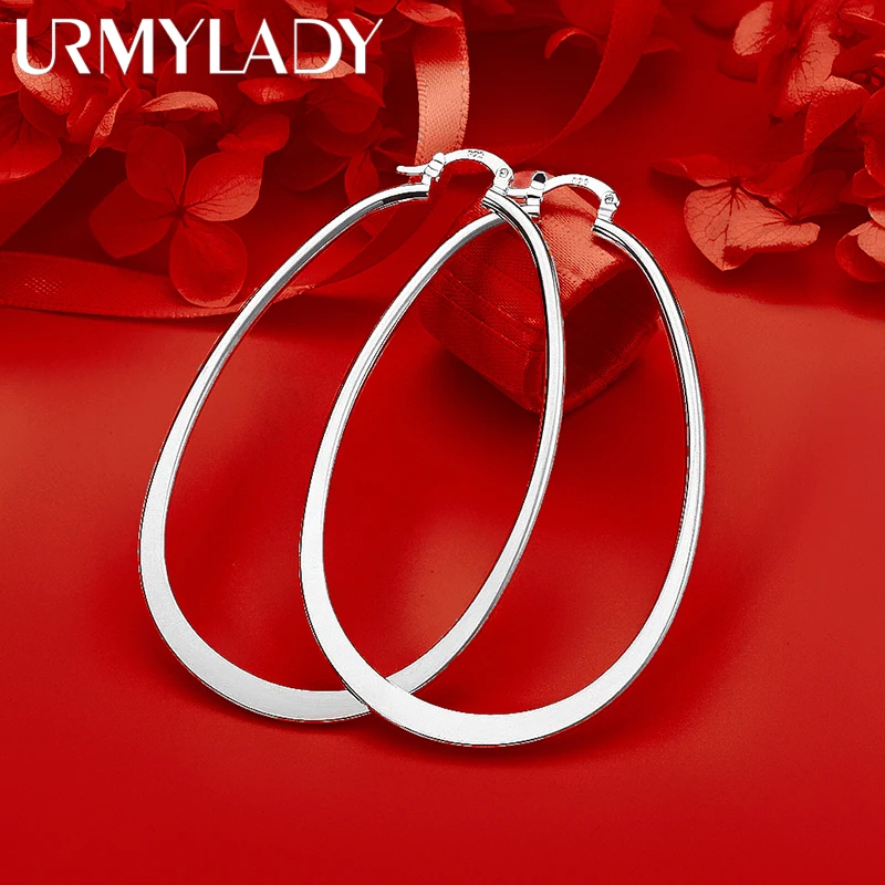 URMYLADY 925 Sterling Silver Falt Big Hoop Earrings For Women Exquisite Luxury Charms Wedding Fashion Classic Jewelry
URMYLADY 925 Sterling Silver Falt Big Hoop Earrings For Women Exquisite Luxury Charms Wedding Fashion Classic Jewelry