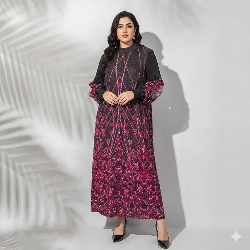 Miyake плиссированное 2026 новое европейское темпераментное платье большого размера с принтом, женский пуловер с круглым вырезом, длинные эластичные длинные платья для выпускного вечера
Miyake плиссированное 2026 новое европейское темпераментное платье большого размера с принтом, женский пуловер с круглым вырезом, длинные эластичные длинные платья для выпускного вечера