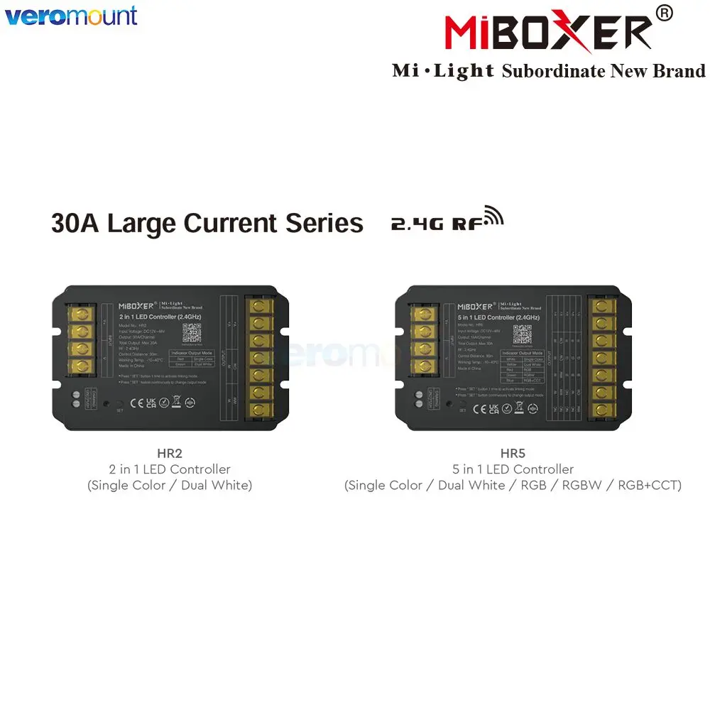 MiBoxer 2,4G RF светодиодный контроллер HR2 2IN1 HR5 5IN1 большой ток макс. 30А для одноцветных/двух белых/RGB/RGBW/RGB+CCT светодиодных лент
MiBoxer 2,4G RF светодиодный контроллер HR2 2IN1 HR5 5IN1 большой ток макс. 30А для одноцветных/двух белых/RGB/RGBW/RGB+CCT светодиодных лент