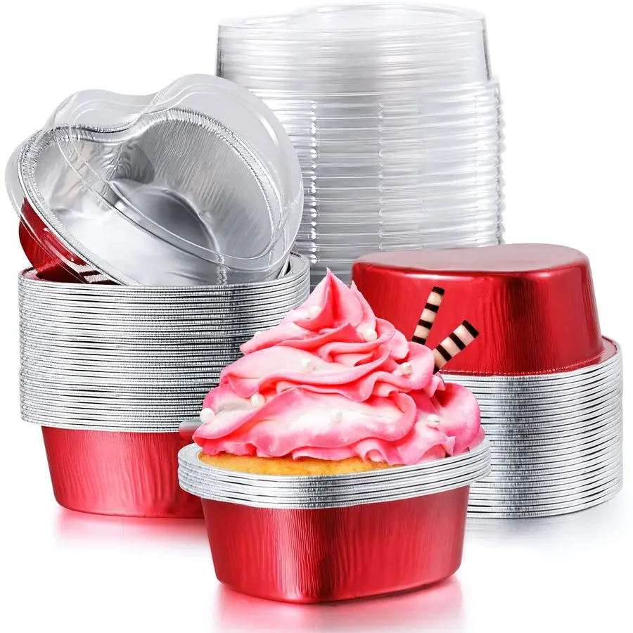 Sets Mini Heart Shaped Cake Pans with Lids 3.4oz 100ml Aluminum Foil Heart Cake Pans Mini Disposable Cupcake Containers for Vale
Sets Mini Heart Shaped Cake Pans with Lids 3.4oz 100ml Aluminum Foil Heart Cake Pans Mini Disposable Cupcake Containers for Vale