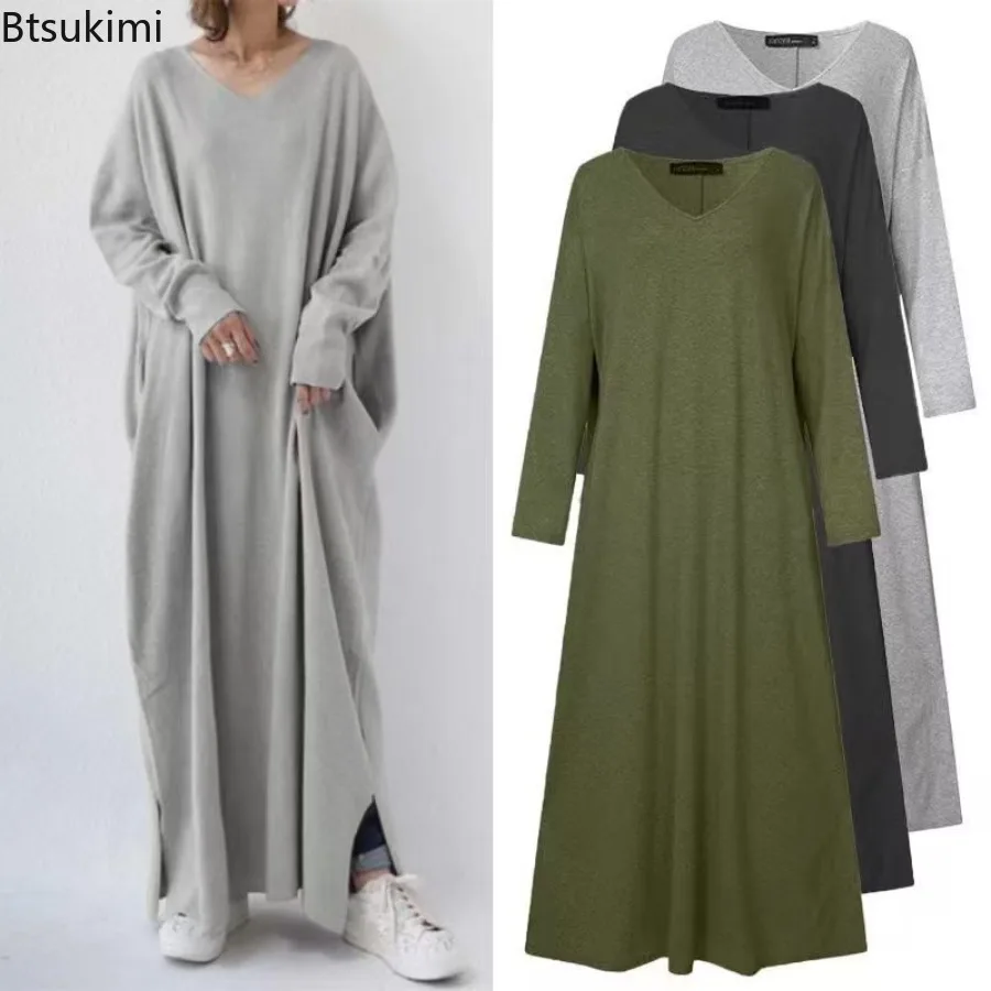 Fashion Simple Baggy Dresses Women Casual Long Sleeve Solid Knitted V-neck Maxi Dress Elegant Lady Party Vestidos Robe Plus Size
Fashion Simple Baggy Dresses Women Casual Long Sleeve Solid Knitted V-neck Maxi Dress Elegant Lady Party Vestidos Robe Plus Size