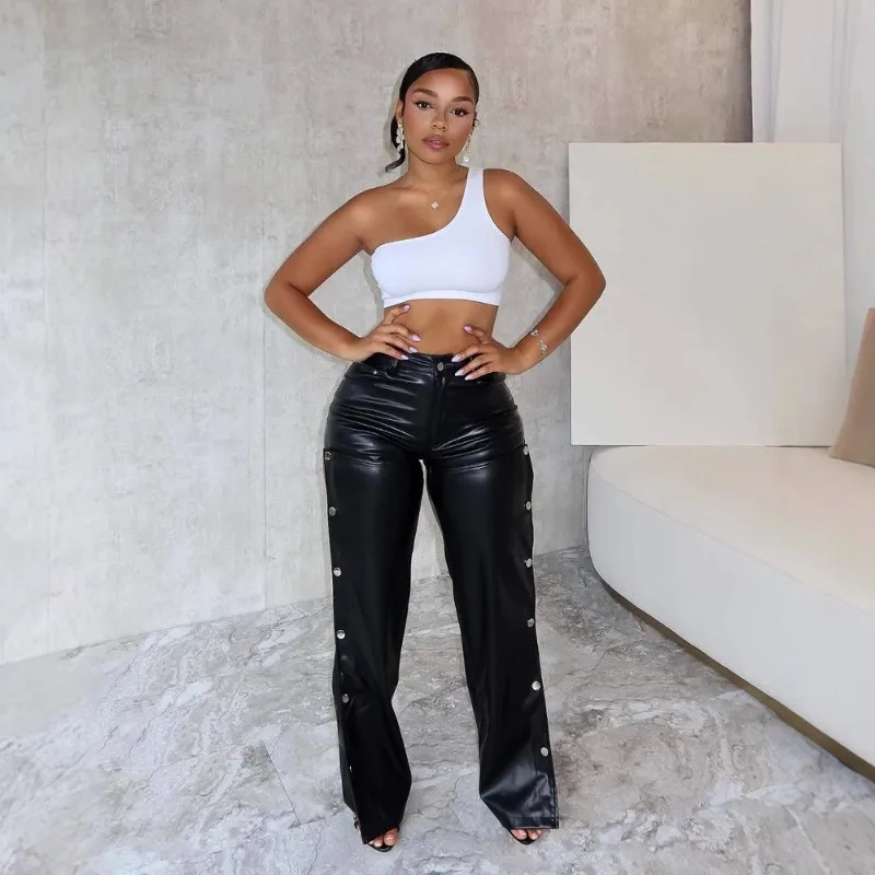 Women Fashion Buttons Back Hollow Out PU Leather Straight Pants Button Fly High Waist Detachable Shorts Loose Casual Trousers
Women Fashion Buttons Back Hollow Out PU Leather Straight Pants Button Fly High Waist Detachable Shorts Loose Casual Trousers