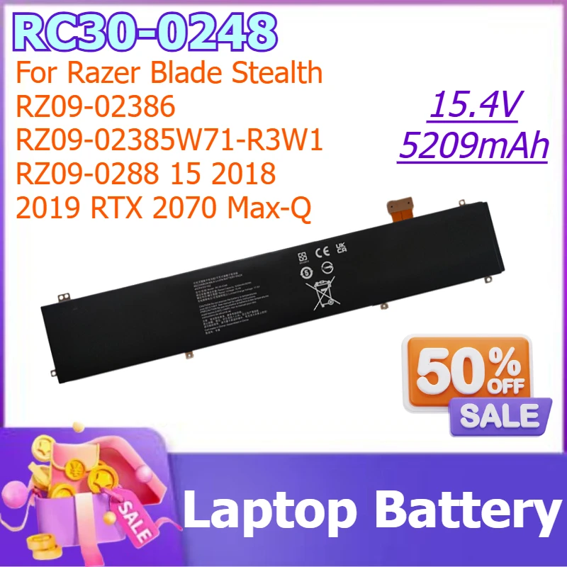 RC30-0248 15.4V 5209mAh Battery for Razer Blade Stealth RZ09-02386 RZ09-02385W71-R3W1 RZ09-0288 15 2018 2019 RTX 2070 Max-Q
RC30-0248 15.4V 5209mAh Battery for Razer Blade Stealth RZ09-02386 RZ09-02385W71-R3W1 RZ09-0288 15 2018 2019 RTX 2070 Max-Q