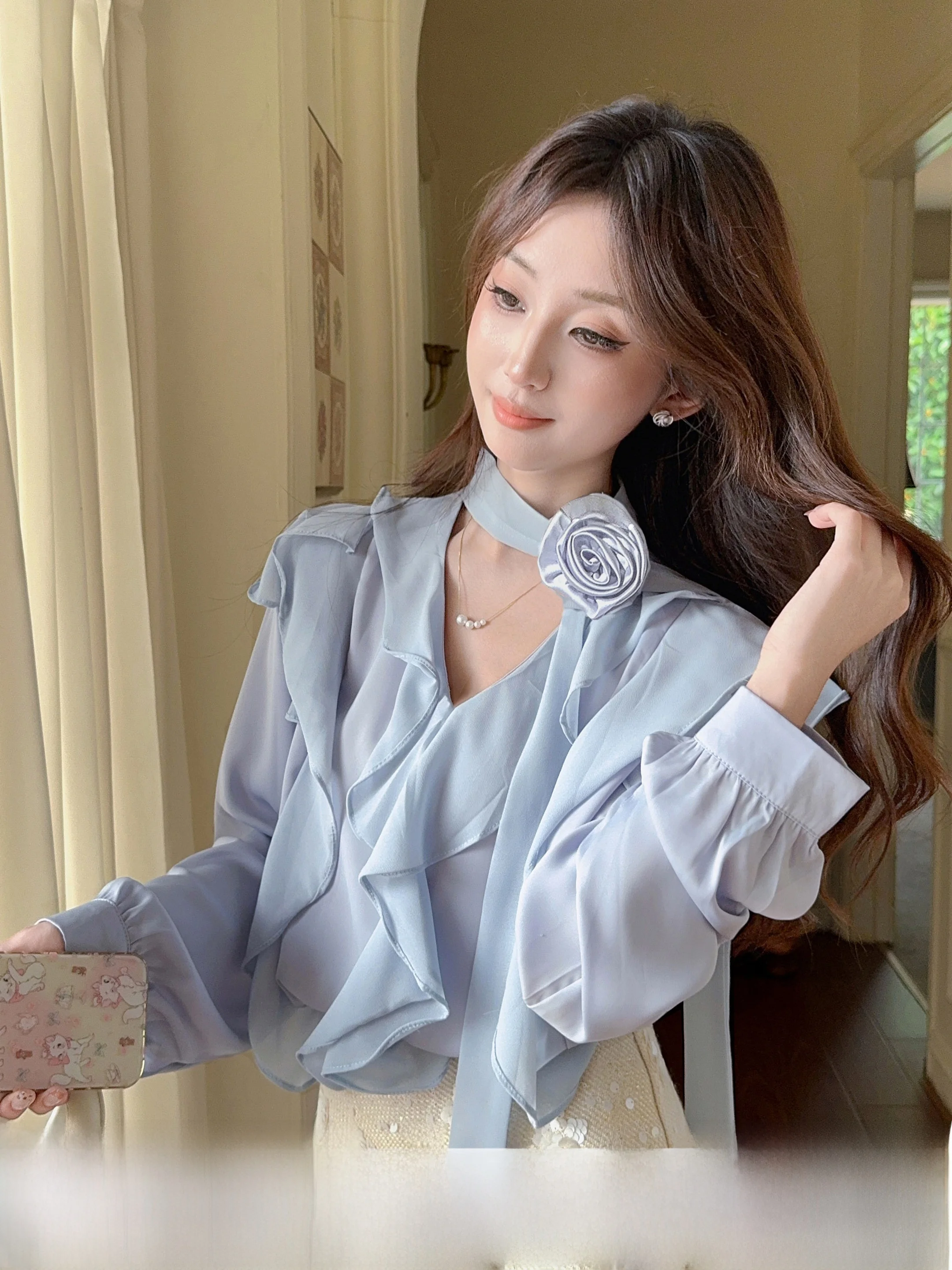 French Style Chiffon Shirt Women's Unique Exquisite Fairy Atmosphere Autumn Fashion Long Sleeve Lace Flower Pattern Top
French Style Chiffon Shirt Women's Unique Exquisite Fairy Atmosphere Autumn Fashion Long Sleeve Lace Flower Pattern Top