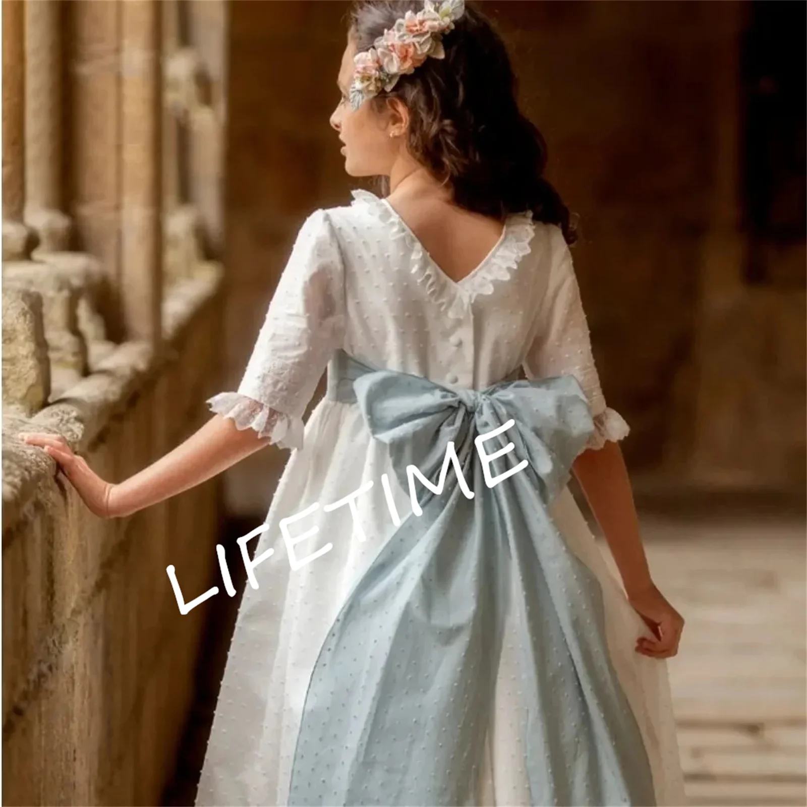 First Communion Girl Dress for Kid Vintage Princess Lace Floral Ribbon Belt Bridemini Wedding Bridesmaid Cotton Gown
First Communion Girl Dress for Kid Vintage Princess Lace Floral Ribbon Belt Bridemini Wedding Bridesmaid Cotton Gown