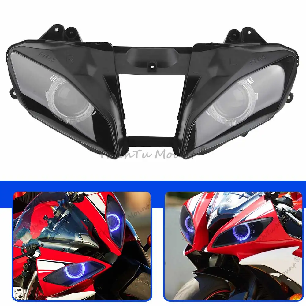 Motorcycle Custom Headlight Assembly Projector LED Lights High/Low Beam Blue Angel Eyes Headlamp For Yamaha YZF-R6 R6 2008-2016
Motorcycle Custom Headlight Assembly Projector LED Lights High/Low Beam Blue Angel Eyes Headlamp For Yamaha YZF-R6 R6 2008-2016