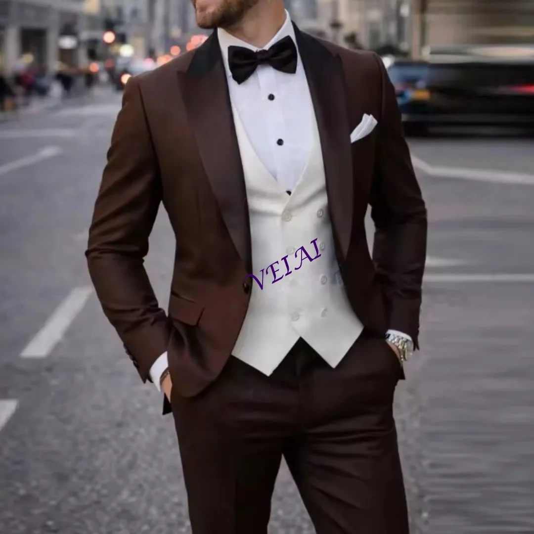 CustomizedDark Brown And White Men Suit Formal Groom Groomsman Wedding Party Prom Business Male Tuxedos 3 Piece Set Blazer Vest
CustomizedDark Brown And White Men Suit Formal Groom Groomsman Wedding Party Prom Business Male Tuxedos 3 Piece Set Blazer Vest