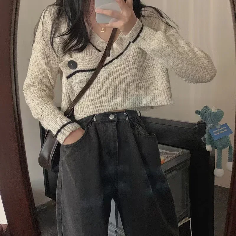 2025 Ropa MujerSueter Mujer Cropped Pullovers Women's Clothing Long Sleeve V-neck Casual Jumper Fashion Knitted Sweater Tops
2025 Ropa MujerSueter Mujer Cropped Pullovers Women's Clothing Long Sleeve V-neck Casual Jumper Fashion Knitted Sweater Tops