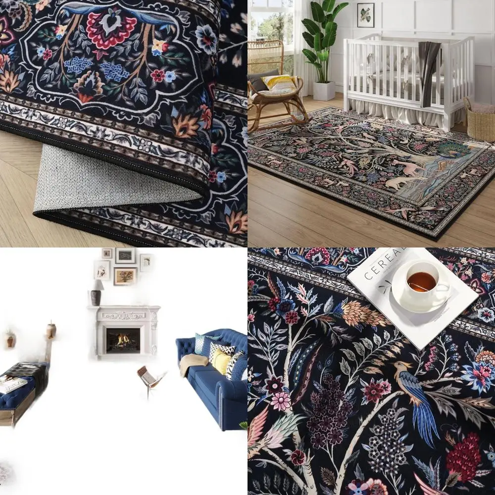 Vibrant Tree of Life Pattern Vintage Washable Area Rug, Non-Slip, Low Pile, Suitable for Bedroom, Dining Room, Kids Playroom, Bl
Vibrant Tree of Life Pattern Vintage Washable Area Rug, Non-Slip, Low Pile, Suitable for Bedroom, Dining Room, Kids Playroom, Bl