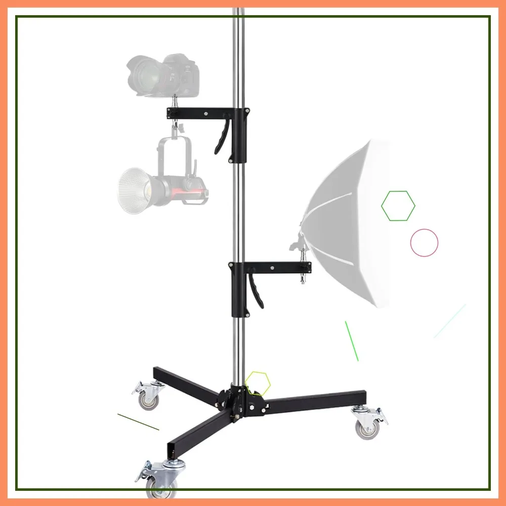 Heavy Duty Light Stand with Casters, 8.5FT Adjustable Steel, 2 Grips for Studio
Heavy Duty Light Stand with Casters, 8.5FT Adjustable Steel, 2 Grips for Studio