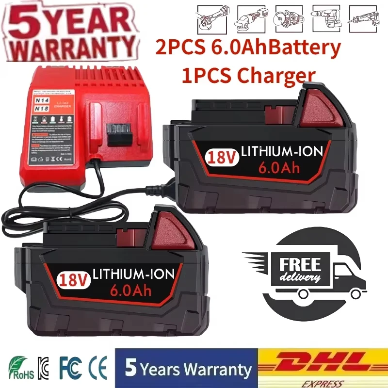 Для аккумулятора для электроинструмента Milwaukee M18, зарядное устройство, BR, XC, 18 В, 6000 Ач M18B5, 48-11-1860 18650, литий-ионный аккумулятор
Для аккумулятора для электроинструмента Milwaukee M18, зарядное устройство, BR, XC, 18 В, 6000 Ач M18B5, 48-11-1860 18650, литий-ионный аккумулятор