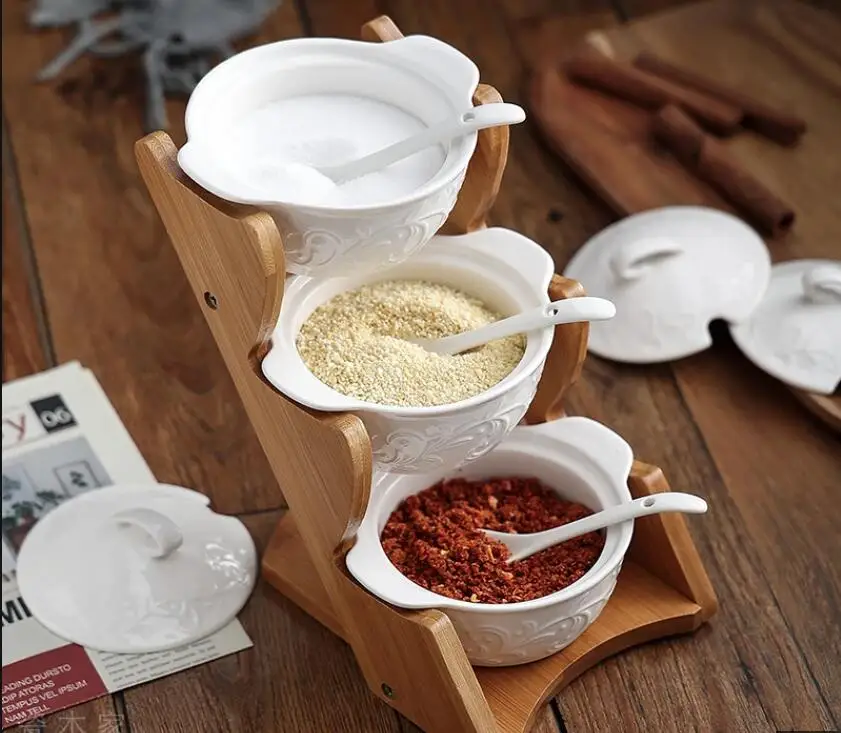 Nordic Style Ceramic Seasoning Jar Set with Lid and Tray Home Kitchen Salt Sugar Pepper Storage Condiment Ornament
Nordic Style Ceramic Seasoning Jar Set with Lid and Tray Home Kitchen Salt Sugar Pepper Storage Condiment Ornament