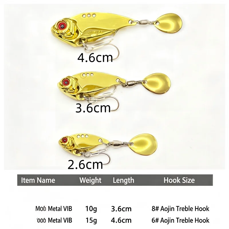 10/15g Metal VIB Lure Gold Silver Multi Holes 360° Spin Spoon Blade Long Cast Jig Bait for River Lake Sea Fishing
10/15g Metal VIB Lure Gold Silver Multi Holes 360° Spin Spoon Blade Long Cast Jig Bait for River Lake Sea Fishing