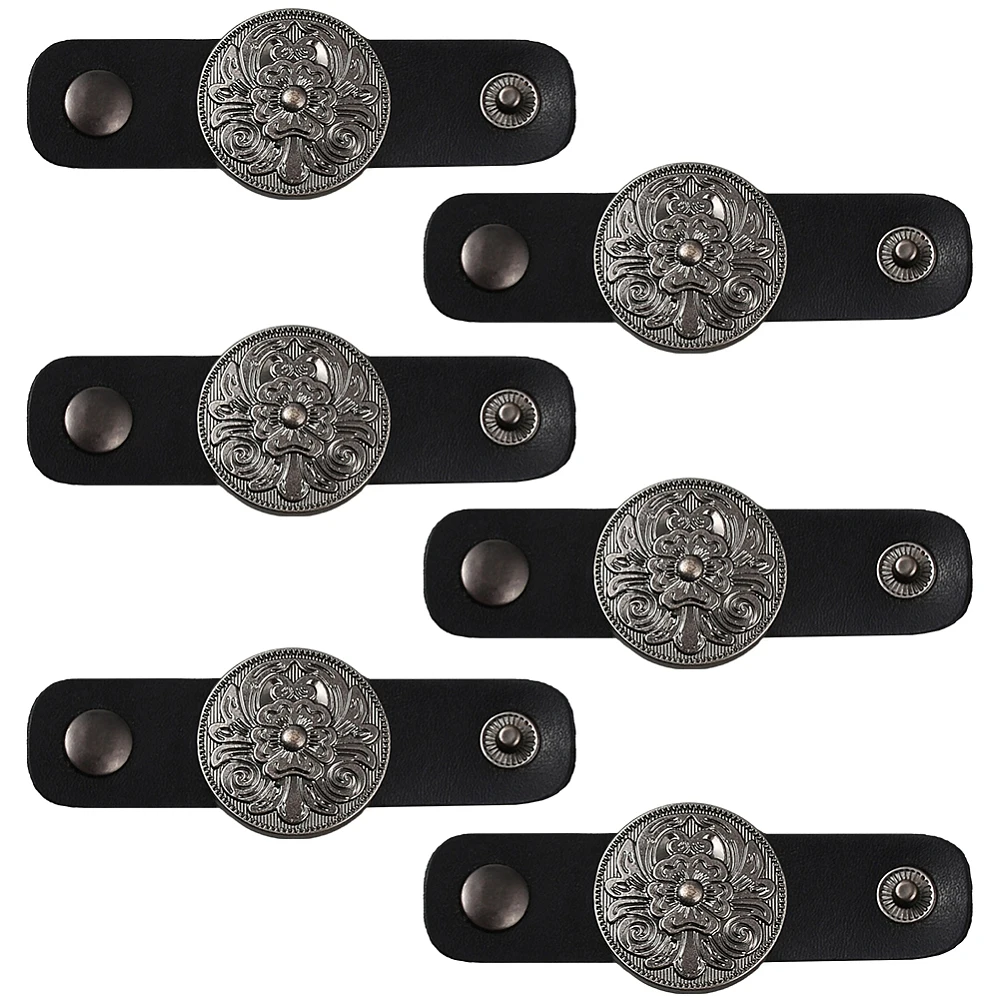6Pcs Alloy with Imitation Leather Scarf Clips Black Silver Flower 78x29.5x10mm
6Pcs Alloy with Imitation Leather Scarf Clips Black Silver Flower 78x29.5x10mm