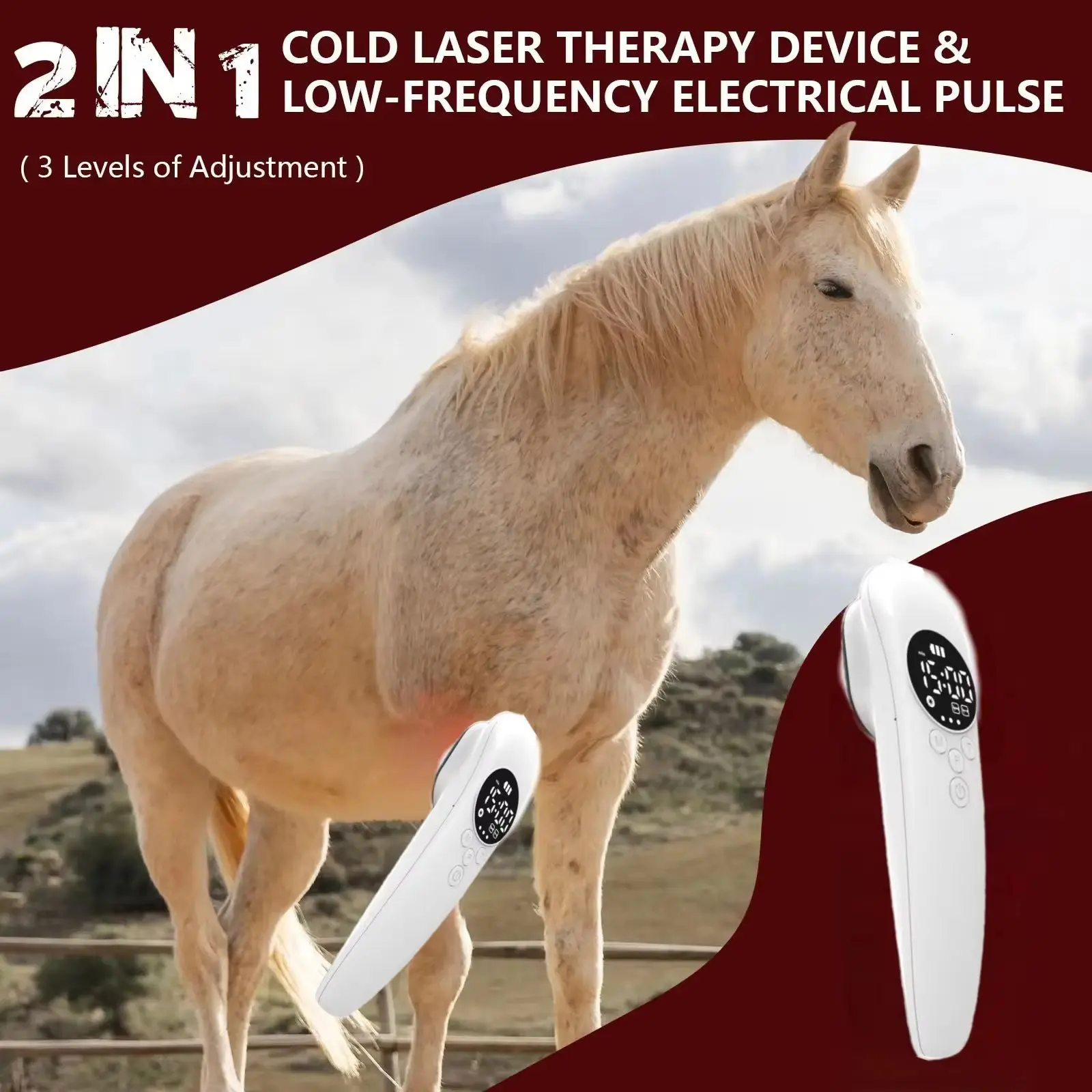 Portable 650nm Red Light for Horses Cold Laser Device for Joint Pain Relief & Wound Healing Equine Arthritis & Muscle Recovery
Portable 650nm Red Light for Horses Cold Laser Device for Joint Pain Relief & Wound Healing Equine Arthritis & Muscle Recovery
