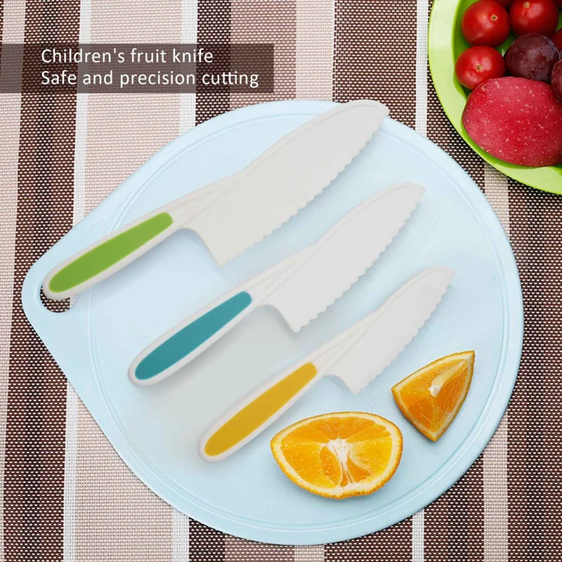 Practical Knives for Kids 3-Piece Nylon Kitchen Baking Knife Set,Children's Cooking Knives Firm Grip, Serrated Edges
Practical Knives for Kids 3-Piece Nylon Kitchen Baking Knife Set,Children's Cooking Knives Firm Grip, Serrated Edges