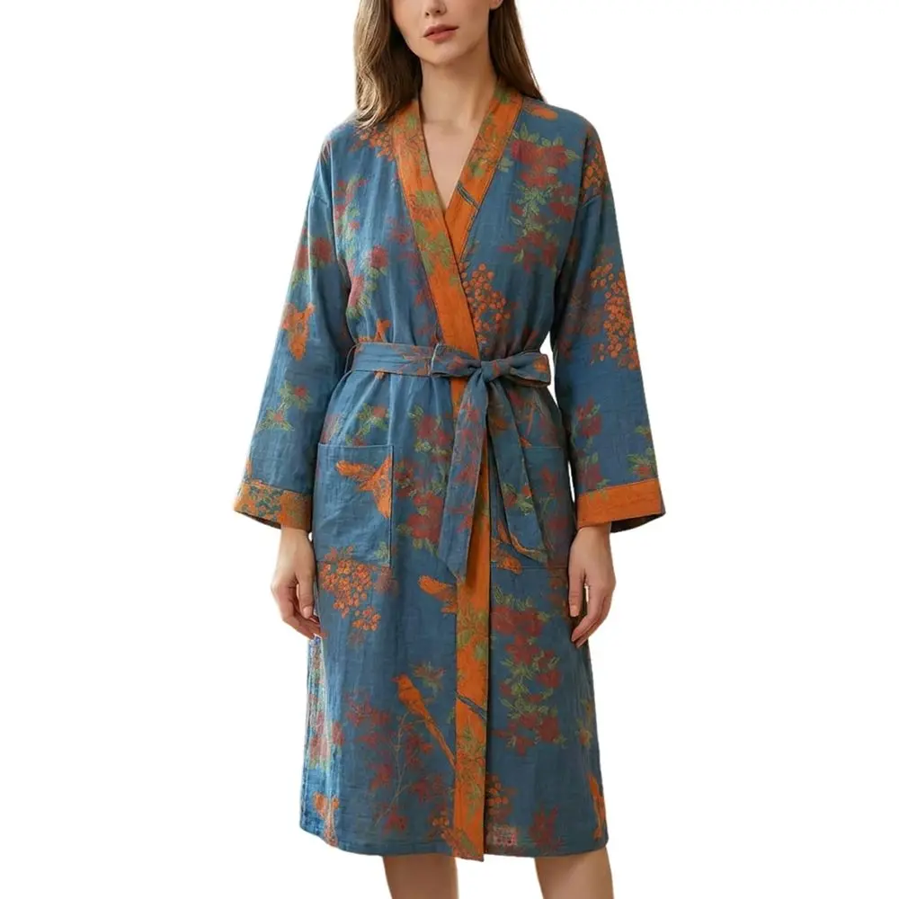 Kimono Robes or Women Cotton Gauze Long Robe Japanese Sleepwear Yukata Bathrobe loral Sauna Loungewear
Kimono Robes or Women Cotton Gauze Long Robe Japanese Sleepwear Yukata Bathrobe loral Sauna Loungewear