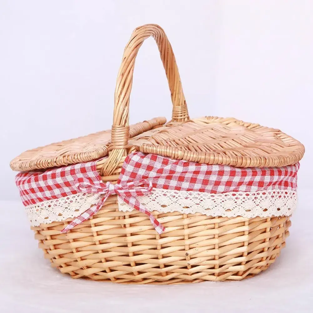 Willow Woven Wicker Picnic Basket With Handle Outdoor Double-lid Camping Large Fruit Capacity Storage Container Basket Oval O6D5
Willow Woven Wicker Picnic Basket With Handle Outdoor Double-lid Camping Large Fruit Capacity Storage Container Basket Oval O6D5