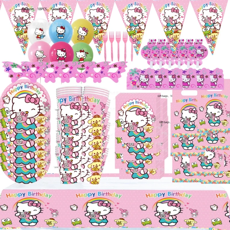 Hello Kitty Birthday Party Decor Kitty RoomTableware Tablecloth Plate Cup Gift Bag Baby Shower Supplies Girls Party Favors Toy
Hello Kitty Birthday Party Decor Kitty RoomTableware Tablecloth Plate Cup Gift Bag Baby Shower Supplies Girls Party Favors Toy