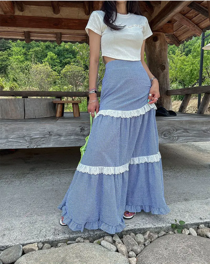 Retro Plaid Half-length Women's Summer High-waist Slimming Lace Trim Splicing Design Cake Skirt Trendy A-line Cotton Dress
Retro Plaid Half-length Women's Summer High-waist Slimming Lace Trim Splicing Design Cake Skirt Trendy A-line Cotton Dress