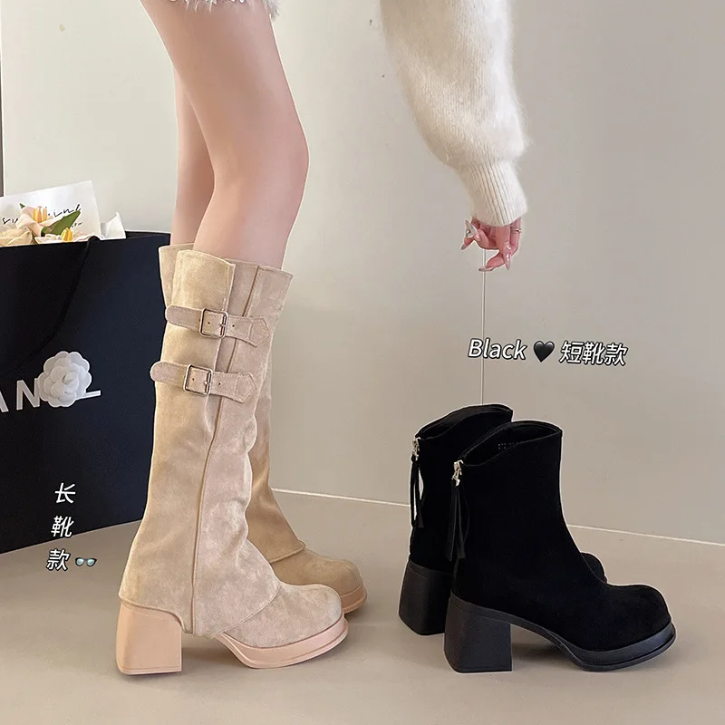Thick heeled short boots for women 2025 new spring and autumn season height increasing and slimming knight boots
Thick heeled short boots for women 2025 new spring and autumn season height increasing and slimming knight boots