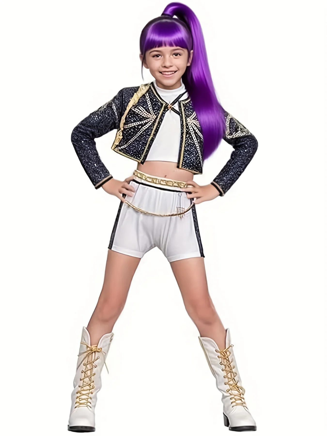 3pcs Singer Costume Set with Sparkling Jacket, White Shorts & High-Waisted Pants - Y2K Stage Performance Outfit, Dance Recital
3pcs Singer Costume Set with Sparkling Jacket, White Shorts & High-Waisted Pants - Y2K Stage Performance Outfit, Dance Recital