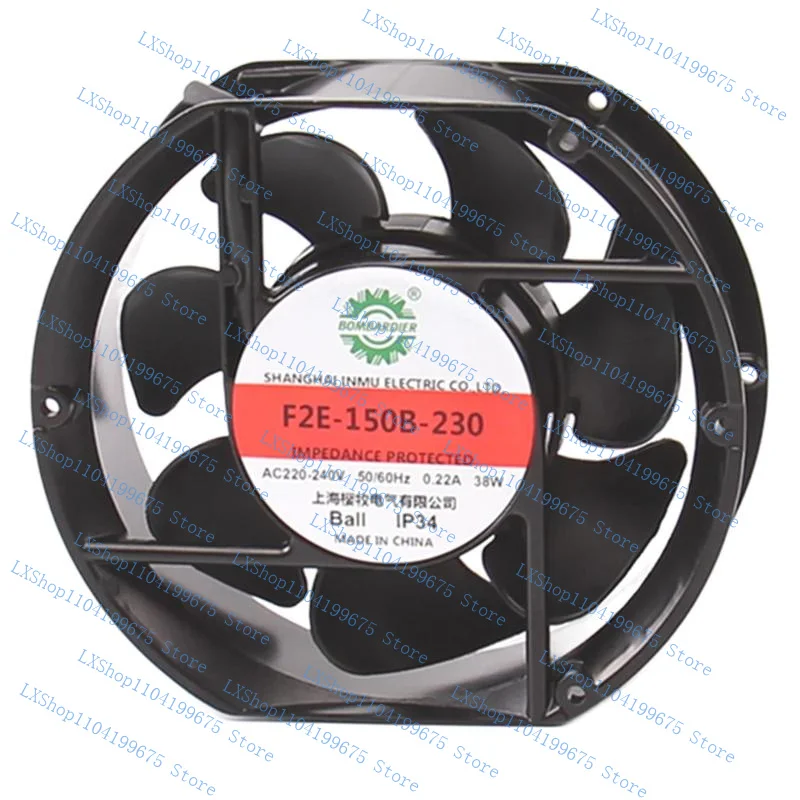 For Bombardier F2E-150B-230 AC 220-240V 50/60Hz 0.22A 38W 17cm 17251 172x172x51mm Double Ball Bearing Cooling Fan
For Bombardier F2E-150B-230 AC 220-240V 50/60Hz 0.22A 38W 17cm 17251 172x172x51mm Double Ball Bearing Cooling Fan