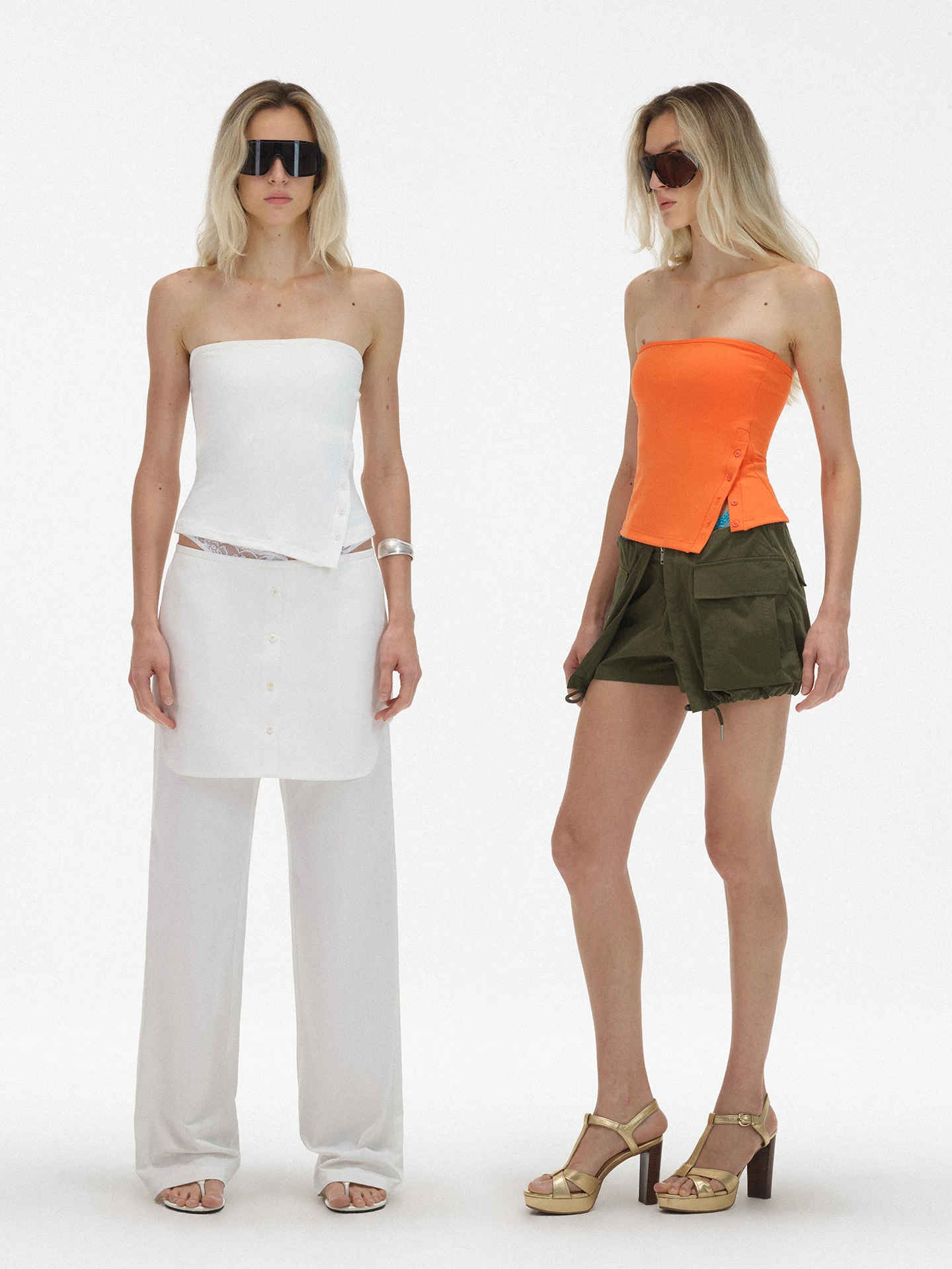 Saumple Study Symp Side Slit Button Backless Tube Top with Padded Women's Slim Fit Printed Summer Workwear Regular Length
Saumple Study Symp Side Slit Button Backless Tube Top with Padded Women's Slim Fit Printed Summer Workwear Regular Length