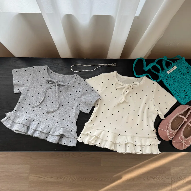 2026 Summer New Children Short Sleeve T Shirts Cotton Girls Cute Polka Dot Ruffle Tee Kids Sweet Tops Toddler Clothes
2026 Summer New Children Short Sleeve T Shirts Cotton Girls Cute Polka Dot Ruffle Tee Kids Sweet Tops Toddler Clothes