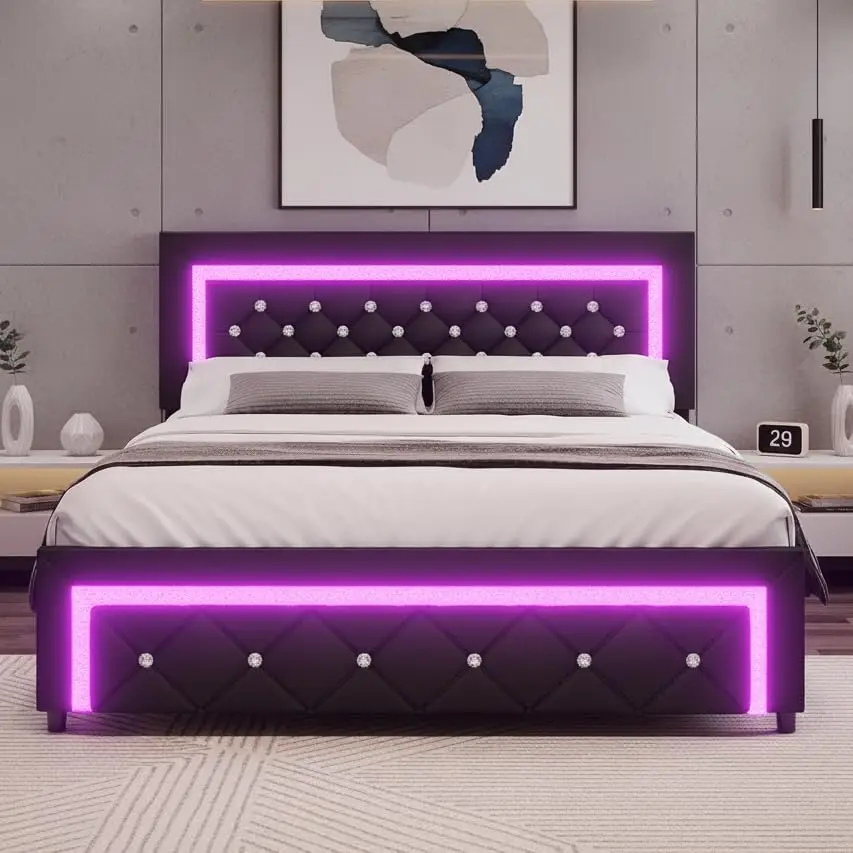 BarnFurin Queen Size Bed Frame with LED Lights, Upholstered Platform Bed with Diamond Tufted Headboard, No Box Spring Needed, No
BarnFurin Queen Size Bed Frame with LED Lights, Upholstered Platform Bed with Diamond Tufted Headboard, No Box Spring Needed, No