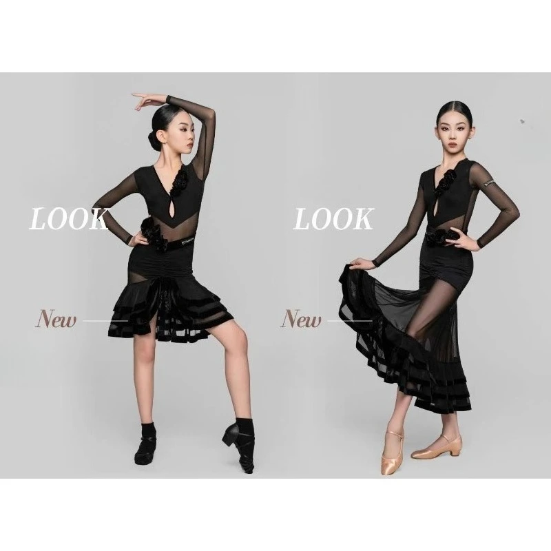 Customized Children's Latin Dance Suit Mesh V-neck Multi Flower Long Sleeve Modern National Standard Dance Practice Clothes 2Pcs
Customized Children's Latin Dance Suit Mesh V-neck Multi Flower Long Sleeve Modern National Standard Dance Practice Clothes 2Pcs