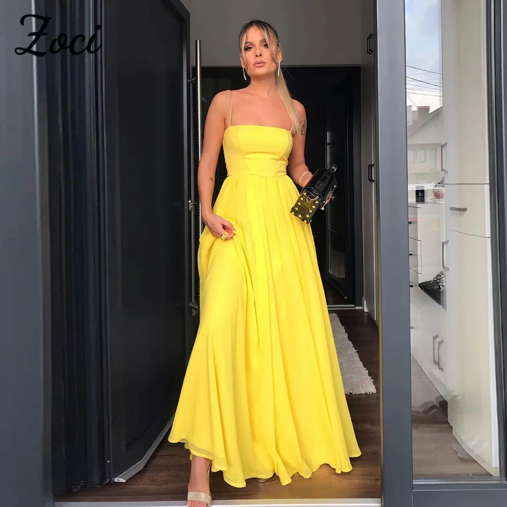Zoci Sexy Spaghetti Strap Yellow Prom Dressess Sleeveless Chiffon Special Occasion Evening Gown Women Aline Wedding Party Gown
Zoci Sexy Spaghetti Strap Yellow Prom Dressess Sleeveless Chiffon Special Occasion Evening Gown Women Aline Wedding Party Gown