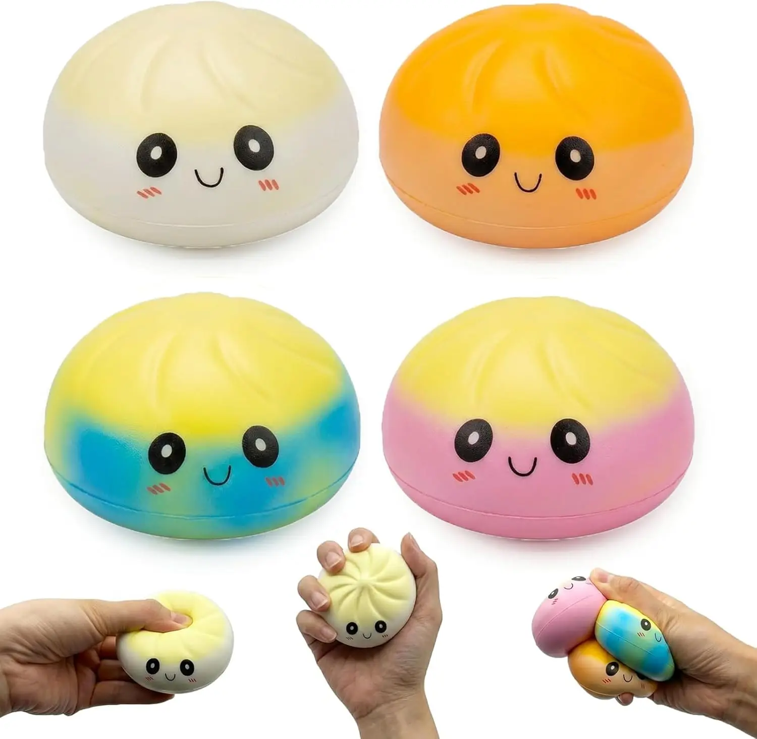 4 Pack Dumpling Stress Ball Toys, Slow Rising Dumplings Fidget Sensory Toys, Cute Bao Bun Squeeze Toys for Kids Adults, Colorful Squishies Dumplings for Stress Relief, Party Favors, Desk Decor
4 Pack Dumpling Stress Ball Toys, Slow Rising Dumplings Fidget Sensory Toys, Cute Bao Bun Squeeze Toys for Kids Adults, Colorful Squishies Dumplings for Stress Relief, Party Favors, Desk Decor