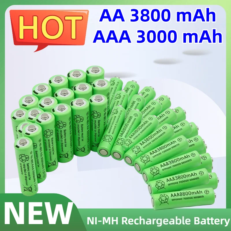 HIGH CAPACITY 1.2V AA 3800mAh NI-MH Rechargeable Batteries+1.2 V AAA 3000 MAh Rechageable Battery NI-MH Battery
HIGH CAPACITY 1.2V AA 3800mAh NI-MH Rechargeable Batteries+1.2 V AAA 3000 MAh Rechageable Battery NI-MH Battery