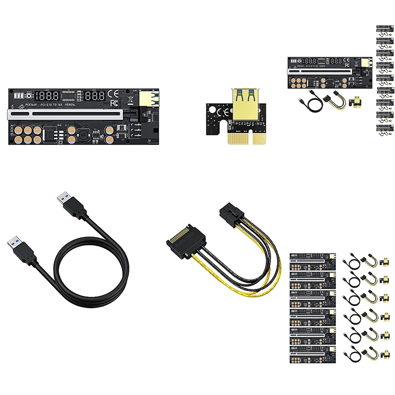 Лидер продаж, переходная карта для BTC Miner VER016 PCI-E 1X до 16X USB3.0 GPU с 10 конденсаторами, дисплеем температуры/напряжения + экраном 
Лидер продаж, переходная карта для BTC Miner VER016 PCI-E 1X до 16X USB3.0 GPU с 10 конденсаторами, дисплеем температуры/напряжения + экраном