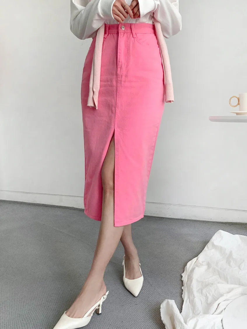 High Waist A-Line Skirt Women's Denim Slimming Design Sweet Style Front Split Longevity Fabric Spring Summer Fashion
High Waist A-Line Skirt Women's Denim Slimming Design Sweet Style Front Split Longevity Fabric Spring Summer Fashion