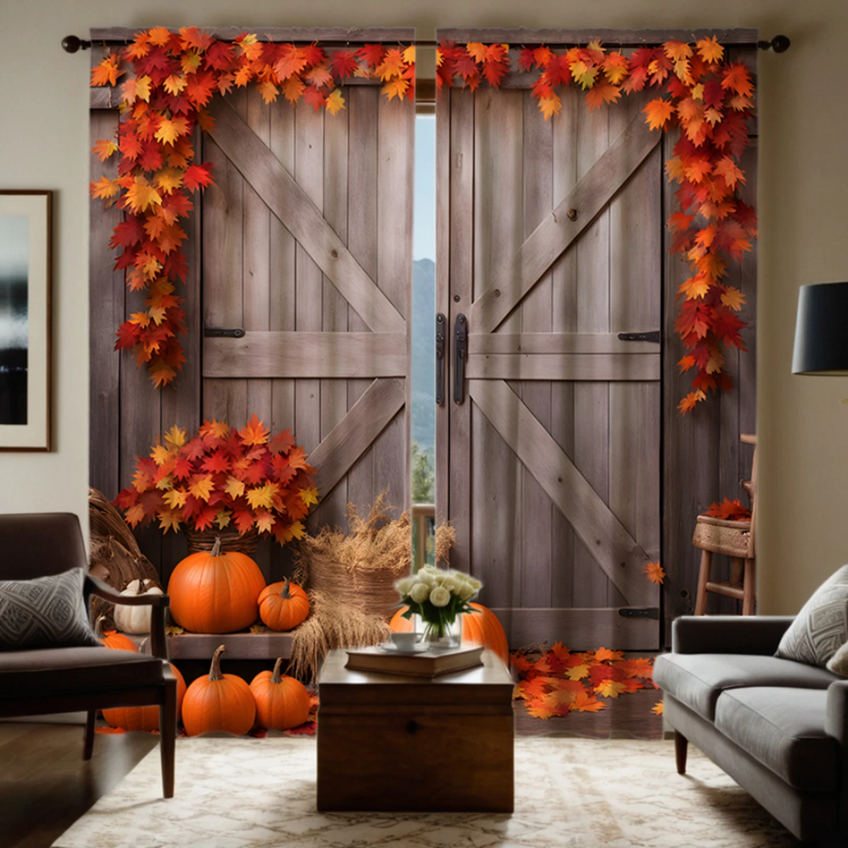 2pcs HD Thanksgiving rattan Maple Leaf wooden door pumpkin decorative curtain Coffee color digital printing curtain Home deco
2pcs HD Thanksgiving rattan Maple Leaf wooden door pumpkin decorative curtain Coffee color digital printing curtain Home deco