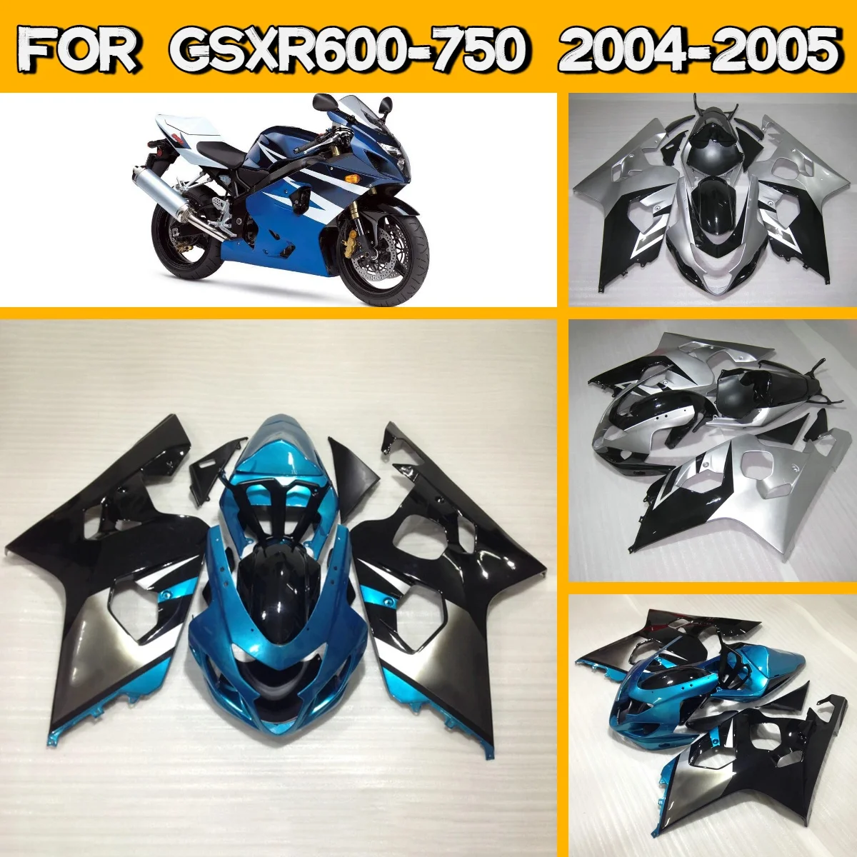 Black Blue Silver Fairings for 2004 2005 Suzuki GSXR600 GSXR750 ABS Plastic Fairing Kit Body Parts 04 05 GSXR 600 750
Black Blue Silver Fairings for 2004 2005 Suzuki GSXR600 GSXR750 ABS Plastic Fairing Kit Body Parts 04 05 GSXR 600 750