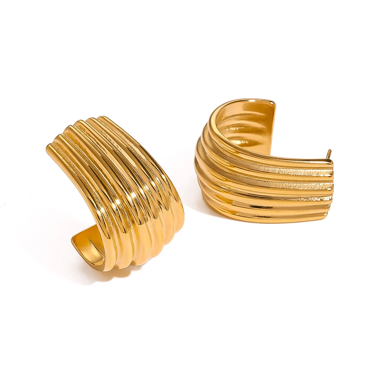Stainless Steel PVD 18K Gold Plated Tarnish Waterproof Bend Hoop Earring For Woman Jewelry Wholesale Trendy
Stainless Steel PVD 18K Gold Plated Tarnish Waterproof Bend Hoop Earring For Woman Jewelry Wholesale Trendy