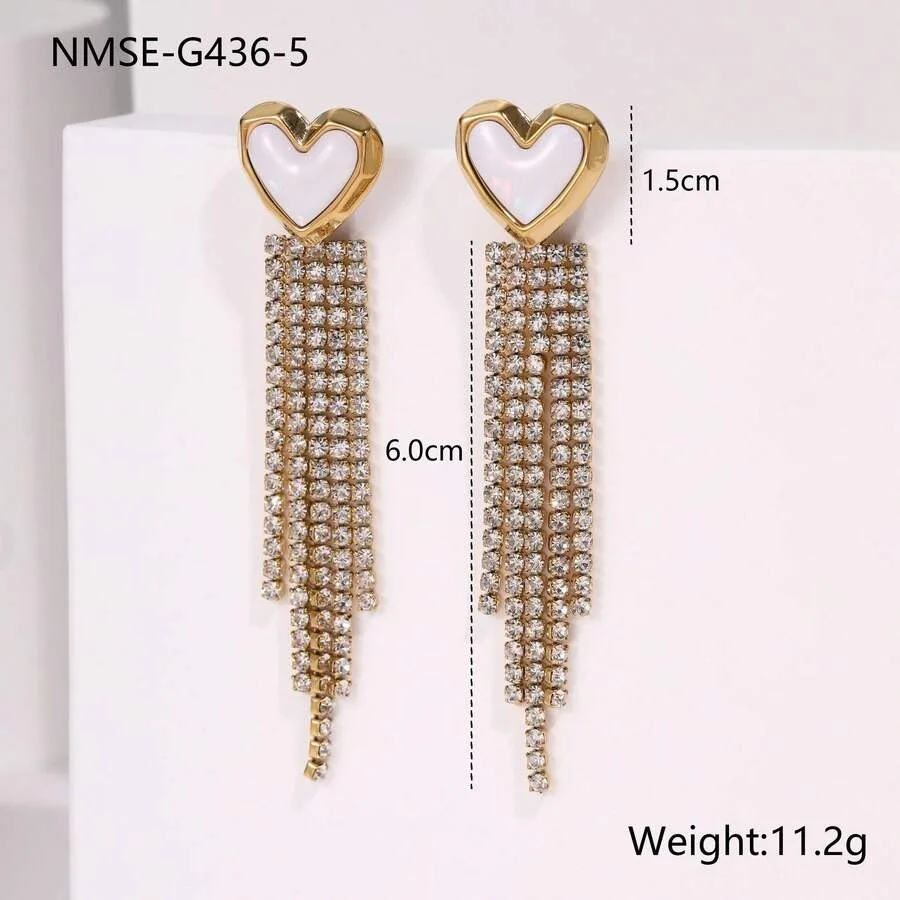 1 Pair Of Stainless Steel Diamond-Studded Tassel Heart And Star-Shaped Earrings,,Unique, Fashionable, And Versatile
1 Pair Of Stainless Steel Diamond-Studded Tassel Heart And Star-Shaped Earrings,,Unique, Fashionable, And Versatile