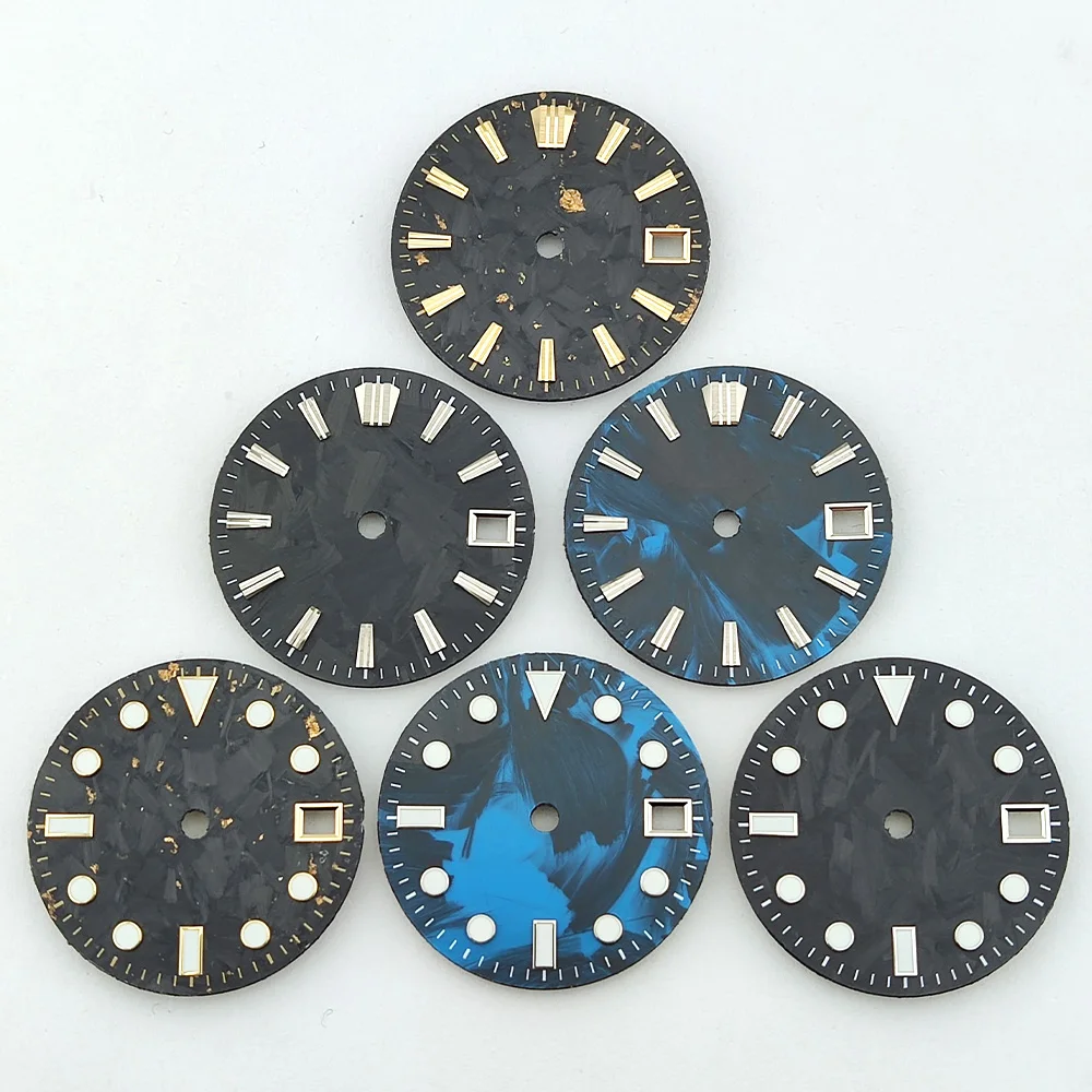 28.5mm NH35 Dial Carbon Fiber Dial Blue Luminous No Logo High Quality NH35 Watch Dial Fit NH35/36/38/39/70 Movements Watch Parts
28.5mm NH35 Dial Carbon Fiber Dial Blue Luminous No Logo High Quality NH35 Watch Dial Fit NH35/36/38/39/70 Movements Watch Parts