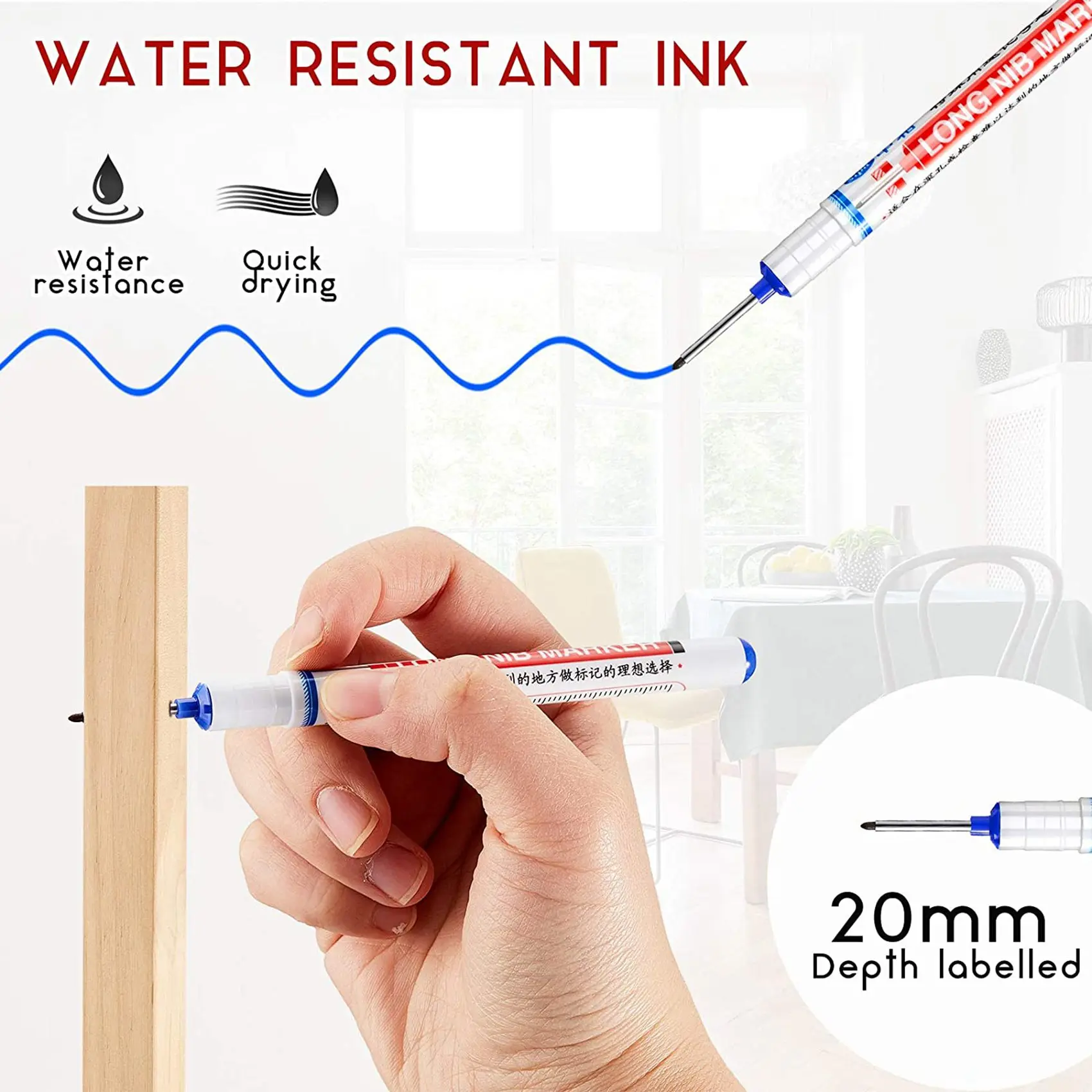 12Pcs Long Head Deep Hole Marker Multifunction Long Nosed Marker Deep Drill Hole Carpenter Mark Waterproof Marker Pen
12Pcs Long Head Deep Hole Marker Multifunction Long Nosed Marker Deep Drill Hole Carpenter Mark Waterproof Marker Pen