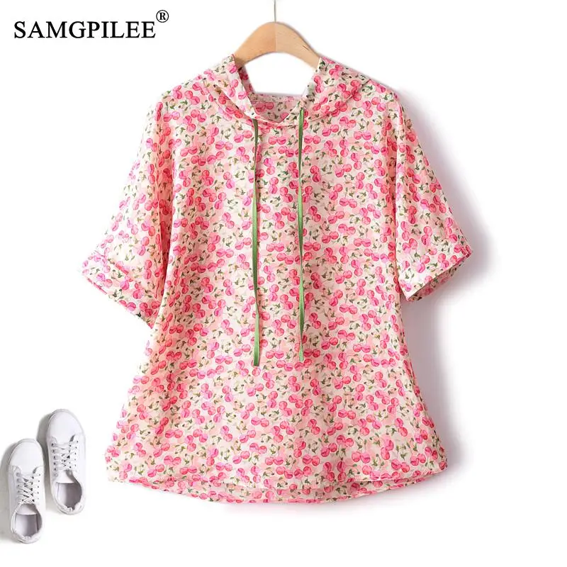 Elegant And Youth Woman Blouses 2023 Summer New Sweet Little Flower Hooded Thin Chiffon T-shirts Commuting Loose Tops Women 4XL
Elegant And Youth Woman Blouses 2023 Summer New Sweet Little Flower Hooded Thin Chiffon T-shirts Commuting Loose Tops Women 4XL